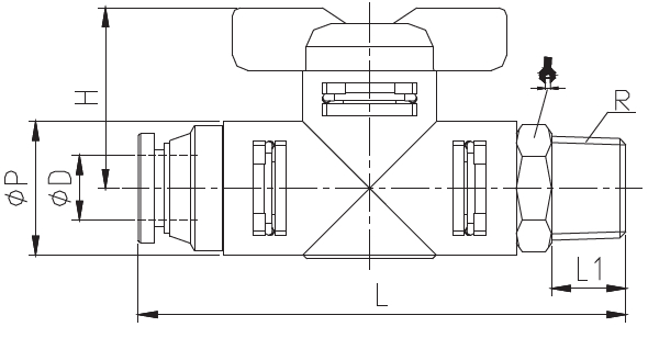 Push To Connect Hand Ball Valve Thread To Tube, Push In Ball Valve, Push In Hand Valve, Pneumatic Fittings, Air Fittings, one touch tube fittings, Nickel Plated Brass Push in Fittings